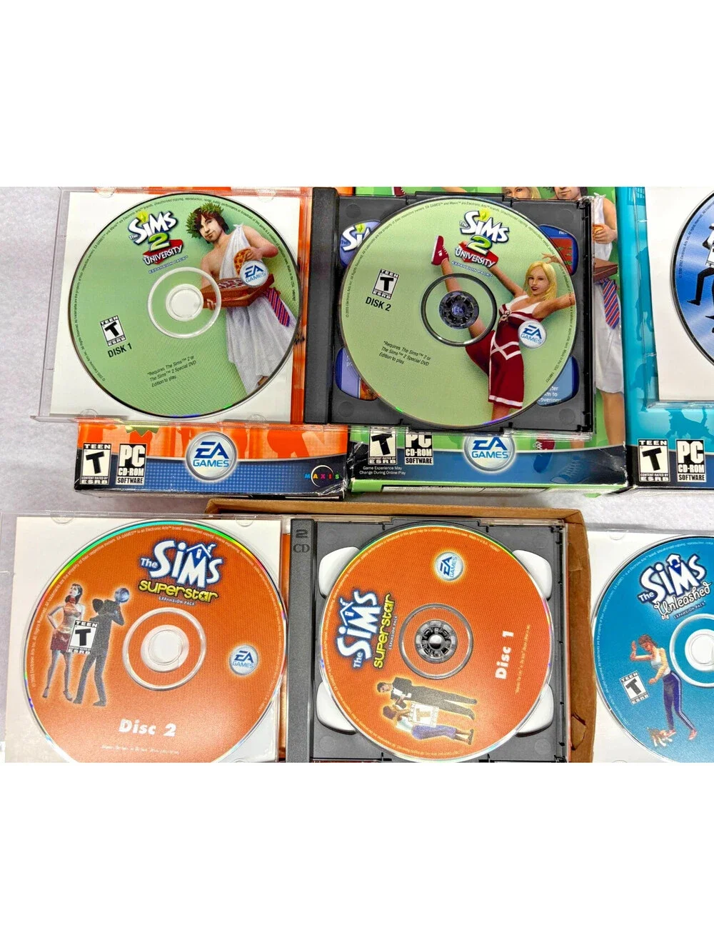 Lot of 4 Sims PC Games Expansion Packs University Unleashed Superstar Deluxe